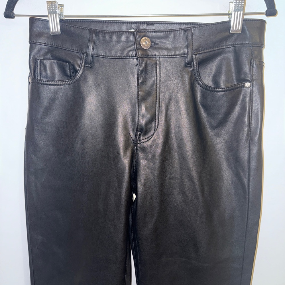 🖤 ZARA Faux Leather Straight Pants | Size 4 | Black Vegan Leather - Picture 7 of 12